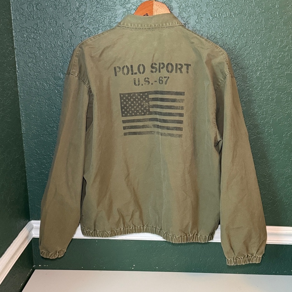 Vintage Polo Sport Ralph Lauren USA 67 Harrington Jacket Large Olive - Picture 4 of 10
